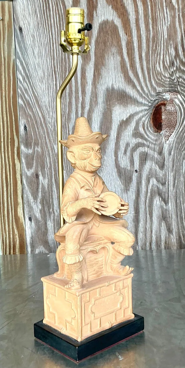Vintage Terra Cotta Monkey Lamp — additional photo 1