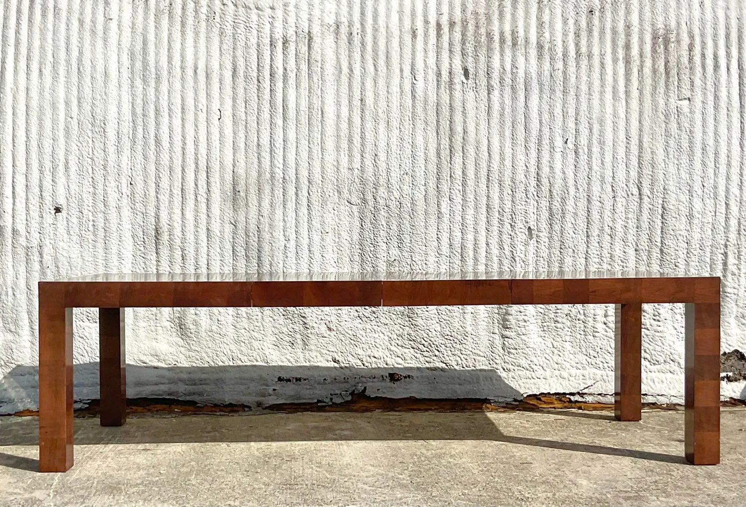 Vintage Boho Checkerboard Burl Wood Dining Table After Thayer Coggin — additional photo 1