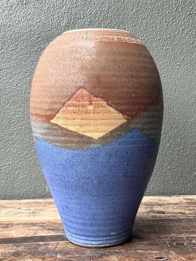 Vintage Original Studio Pottery Layered Glaze Vase — additional photo 1