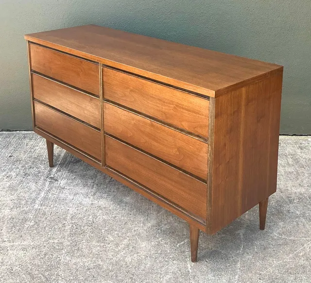 Vintage MCM Bassett 6 Drawer Dresser — additional photo 1