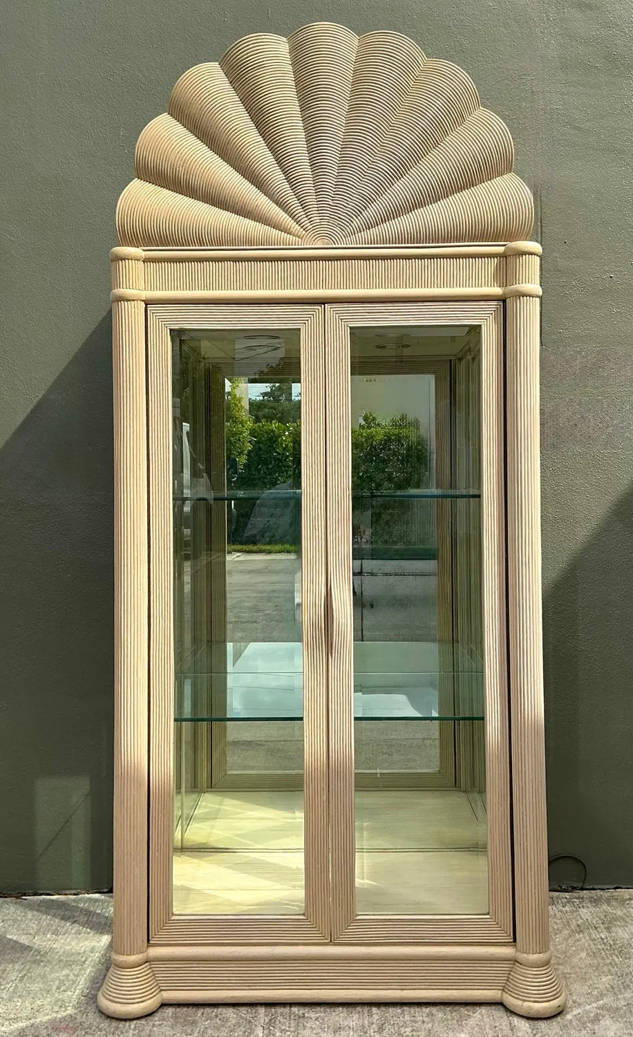 Vintage Scalloped Top Pencil Reed Cabinet — additional photo 1