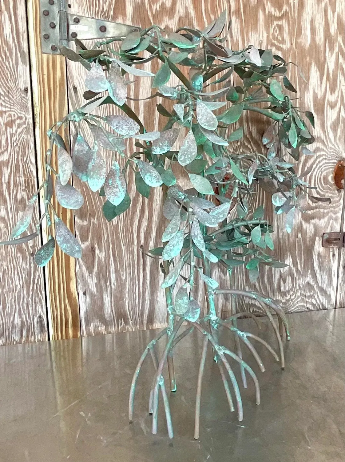 Vintage Boho Patinated Metal Mangrove Wall Sculpture — additional photo 5