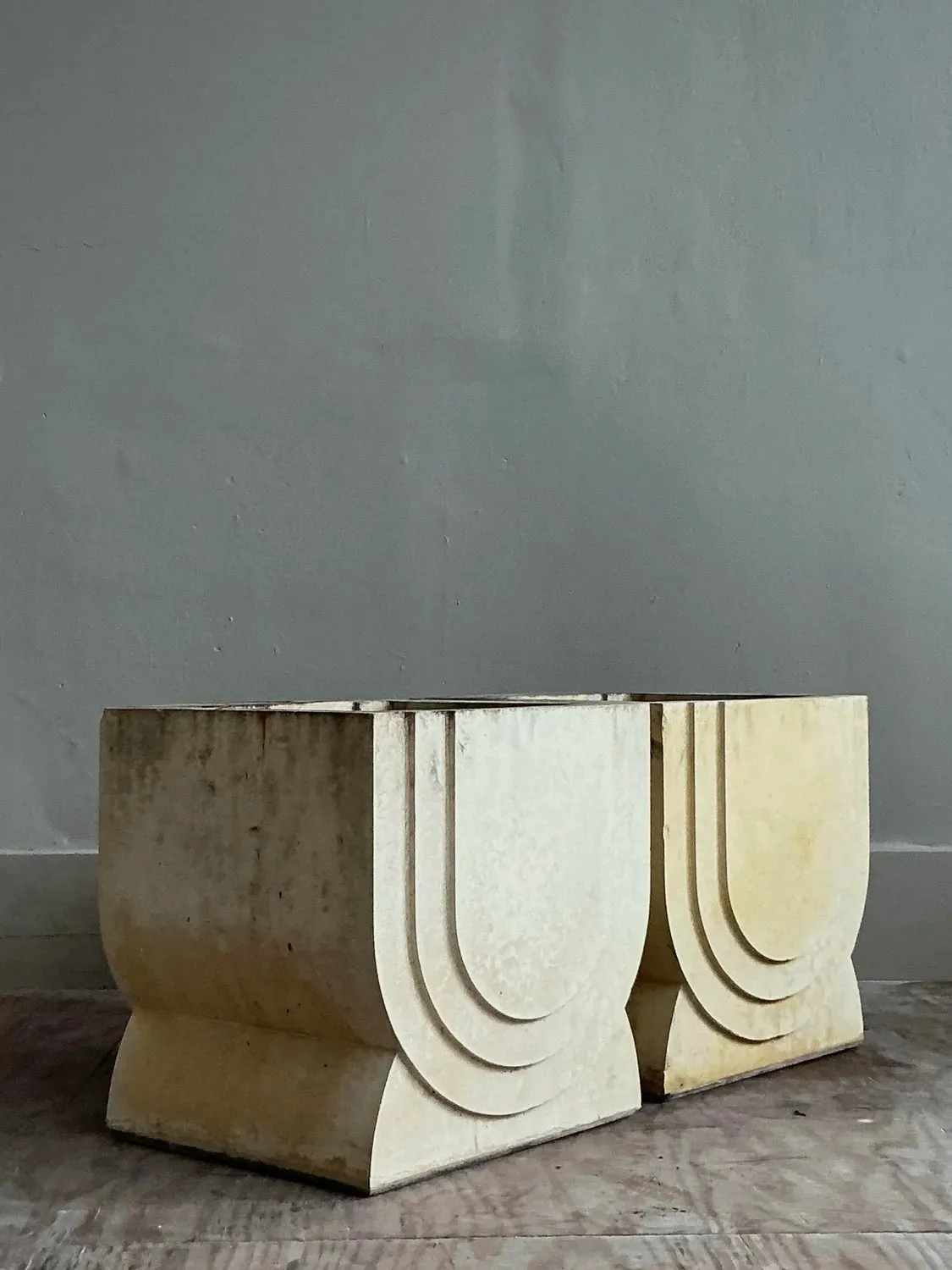 Vintage Boho Carved Stone Planters - A Pair — additional photo 4