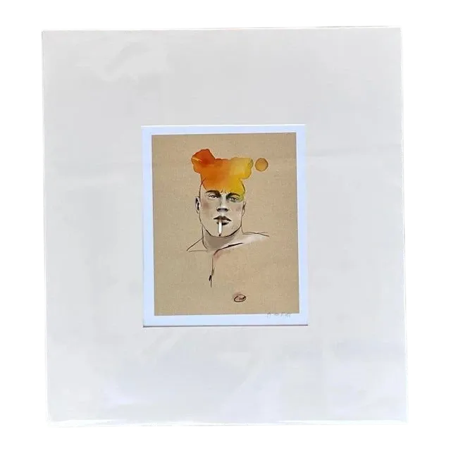Contemporary Hand Signed Original Print of Color Study of Man
