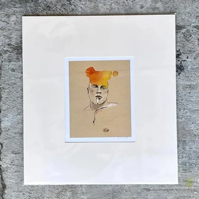 Contemporary Hand Signed Original Print of Color Study of Man — additional photo 1