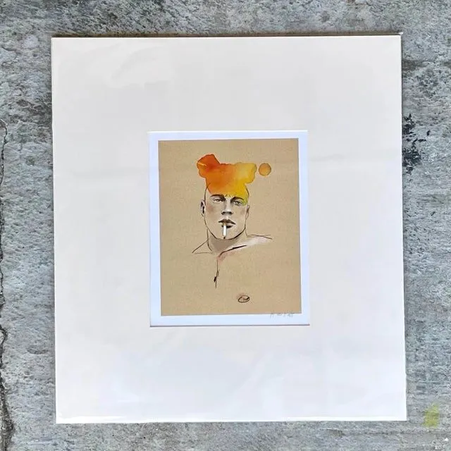 Contemporary Hand Signed Original Print of Color Study of Man — additional photo 3
