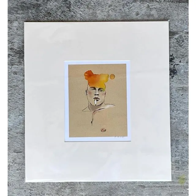 Contemporary Hand Signed Original Print of Color Study of Man — additional photo 6
