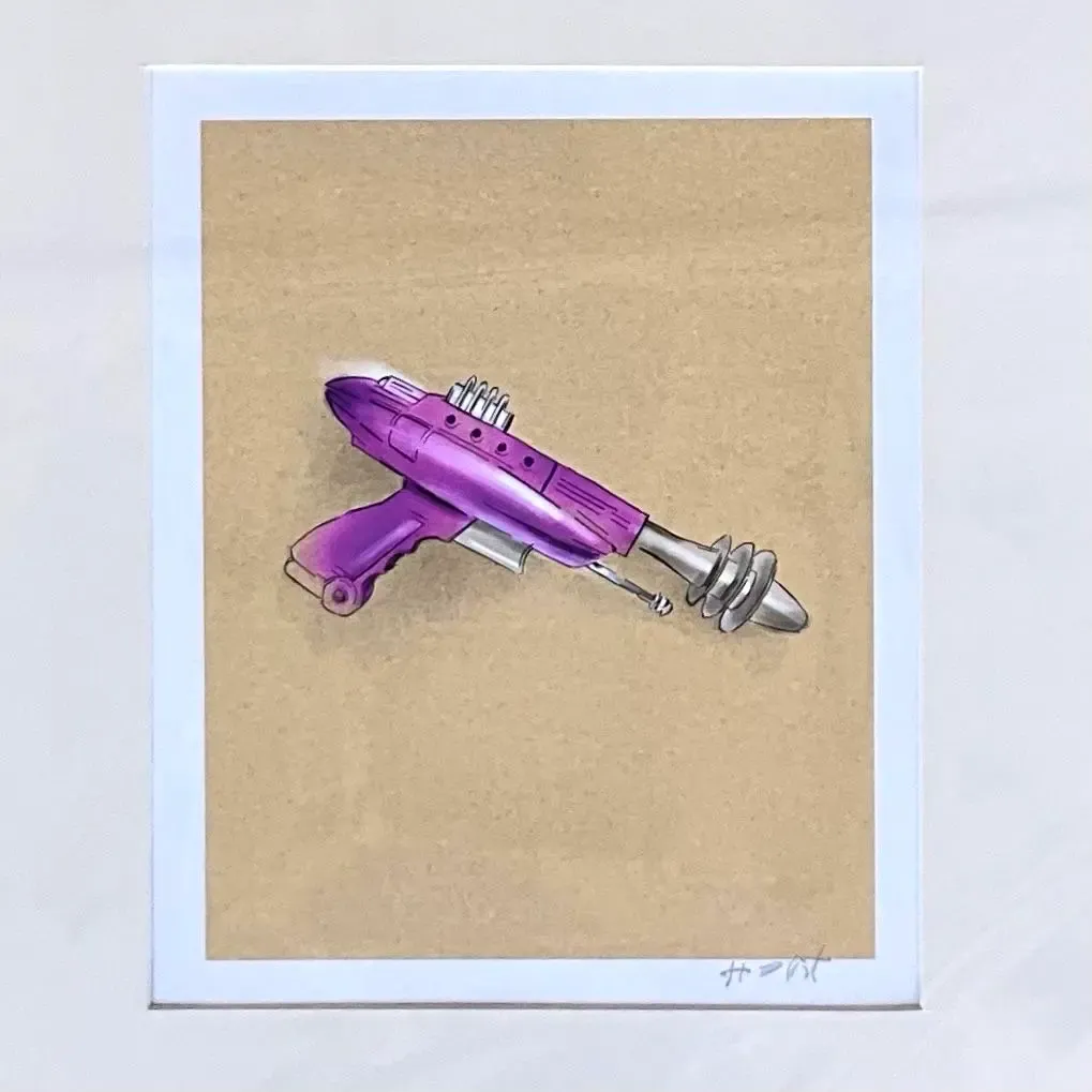 Contemporary Hand Signed Original Print of Space Age Water Pistol — additional photo 2