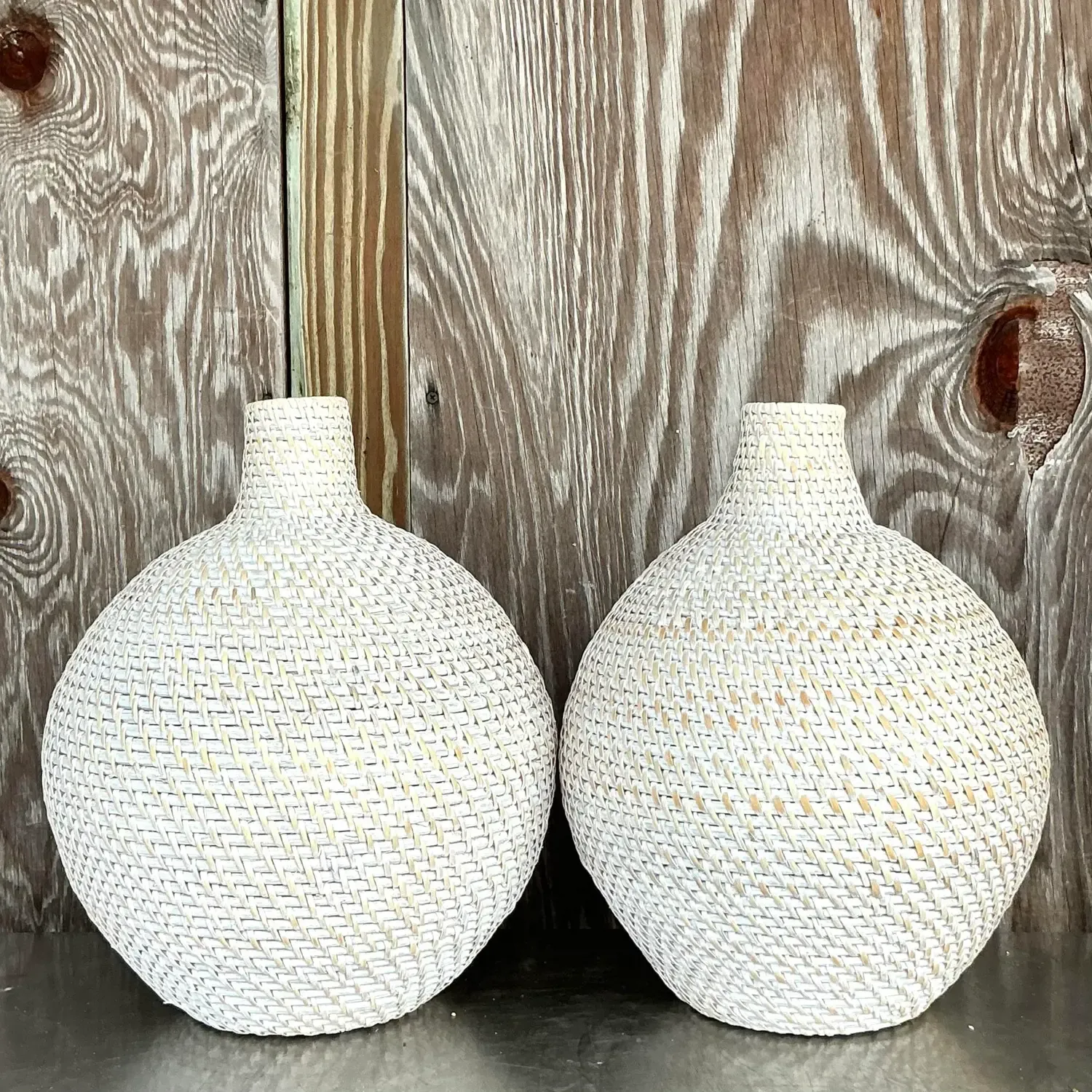 Contemporary Woven Rattan “”Octavia” Urn After Made Goods - a Pair — additional photo 2