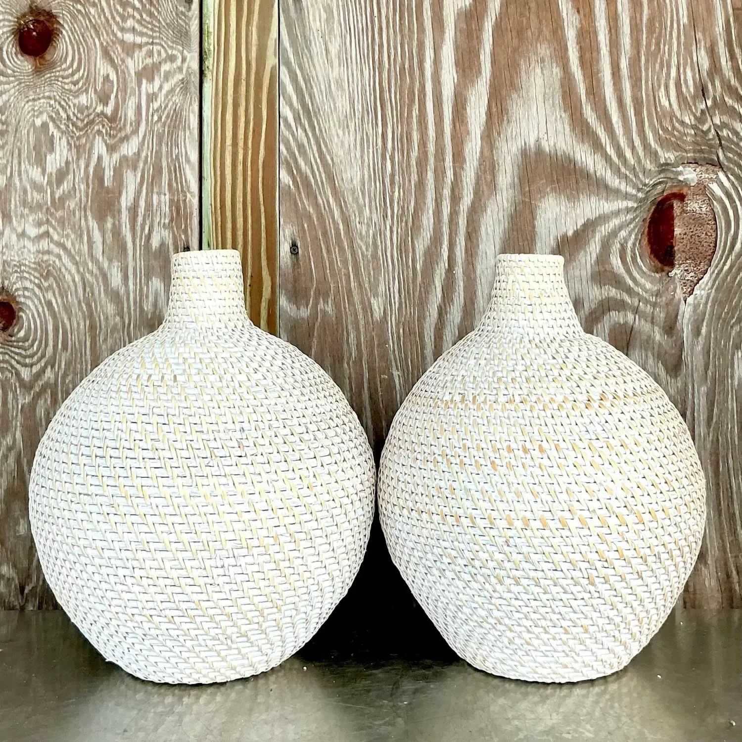Contemporary Woven Rattan “”Octavia” Urn After Made Goods - a Pair — additional photo 3
