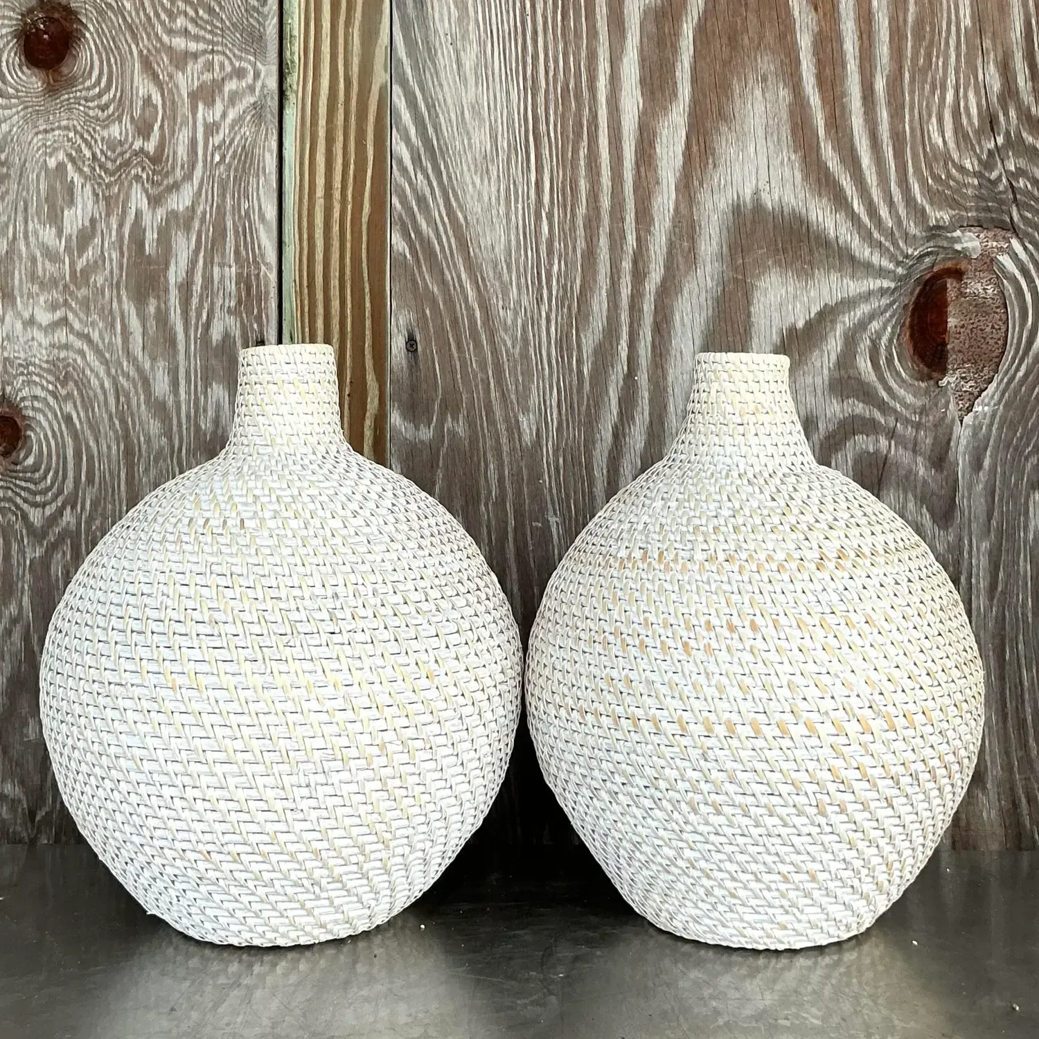 Contemporary Woven Rattan “”Octavia” Urn After Made Goods - a Pair — additional photo 5