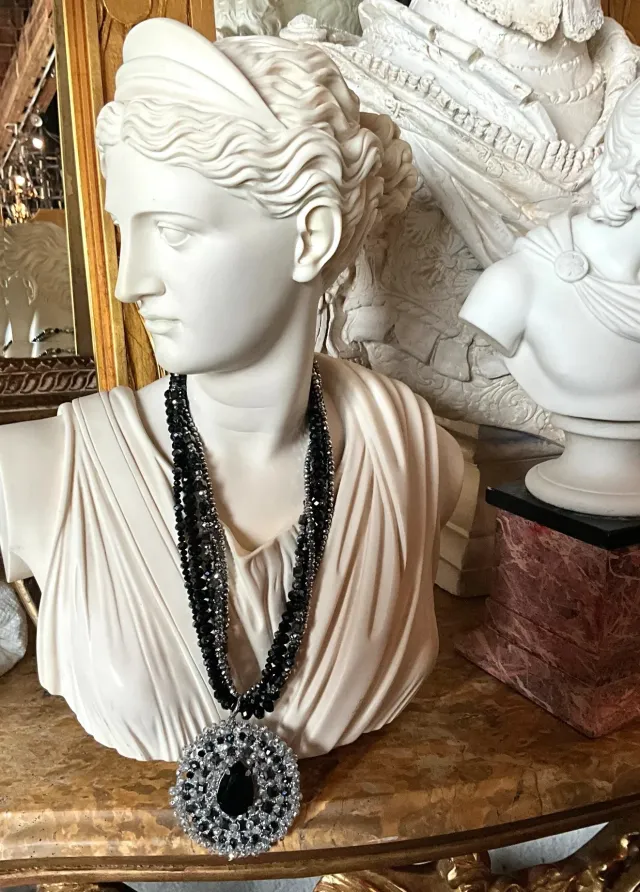 Vintage Ottaviani Bijoux Italy Beaded Rhinestone Pendant Necklace — additional photo 6