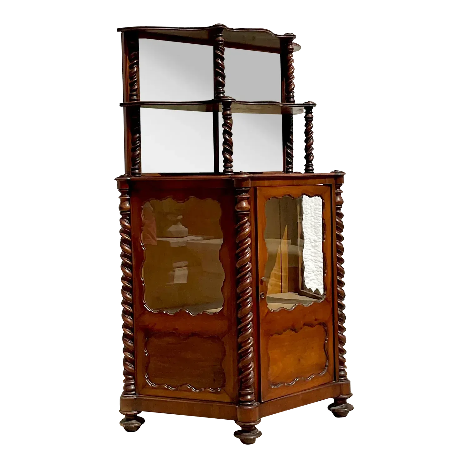 Early 20th Century Boho Barley Twist Bi-Level Cabinet — additional photo 2
