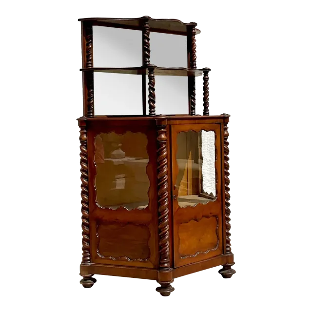 Early 20th Century Boho Barley Twist Bi-Level Cabinet — additional photo 2