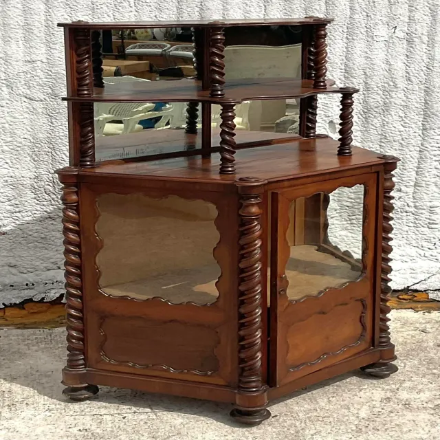Early 20th Century Boho Barley Twist Bi-Level Cabinet — additional photo 7