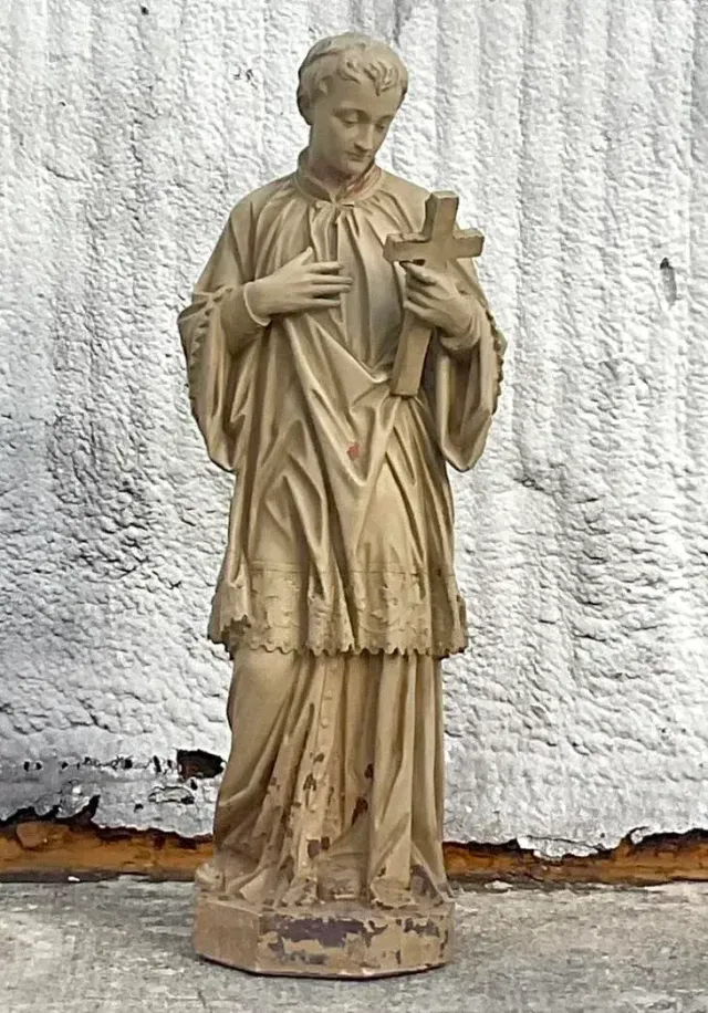 Early 20th Century Cast Plaster Statue of Saint Aloysius Gonzaga — additional photo 1