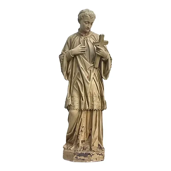 Early 20th Century Cast Plaster Statue of Saint Aloysius Gonzaga — additional photo 3