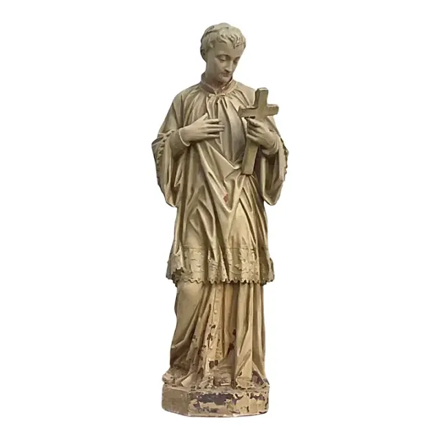 Early 20th Century Cast Plaster Statue of Saint Aloysius Gonzaga — additional photo 3