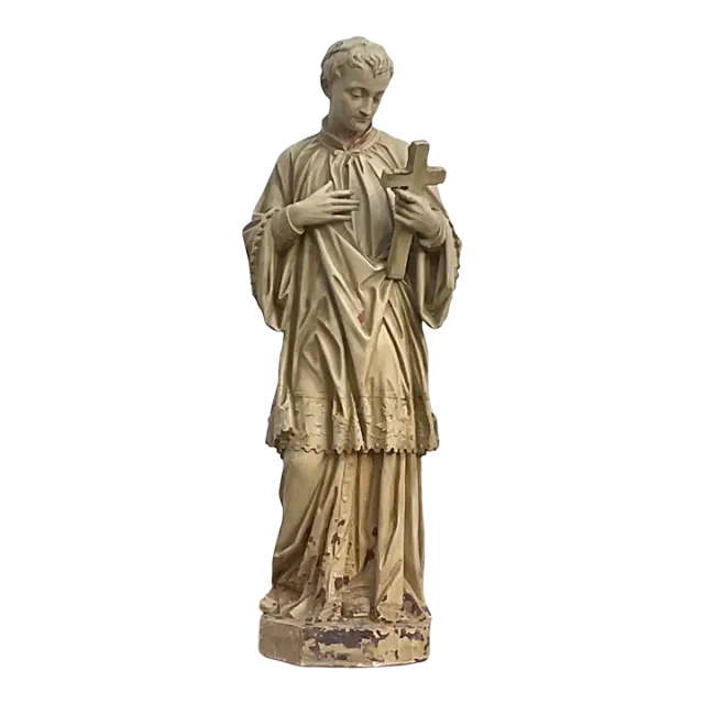 Early 20th Century Cast Plaster Statue of Saint Aloysius Gonzaga — additional photo 4