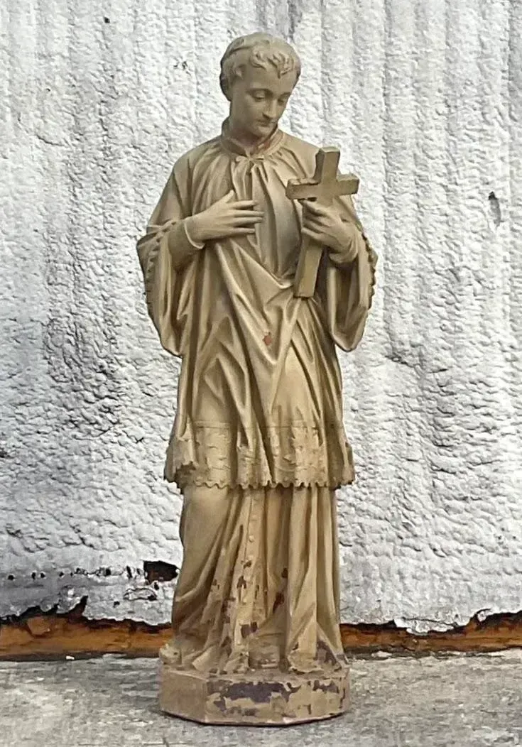 Early 20th Century Cast Plaster Statue of Saint Aloysius Gonzaga — additional photo 5