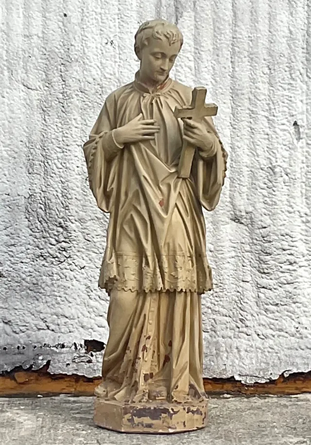 Early 20th Century Cast Plaster Statue of Saint Aloysius Gonzaga — additional photo 8