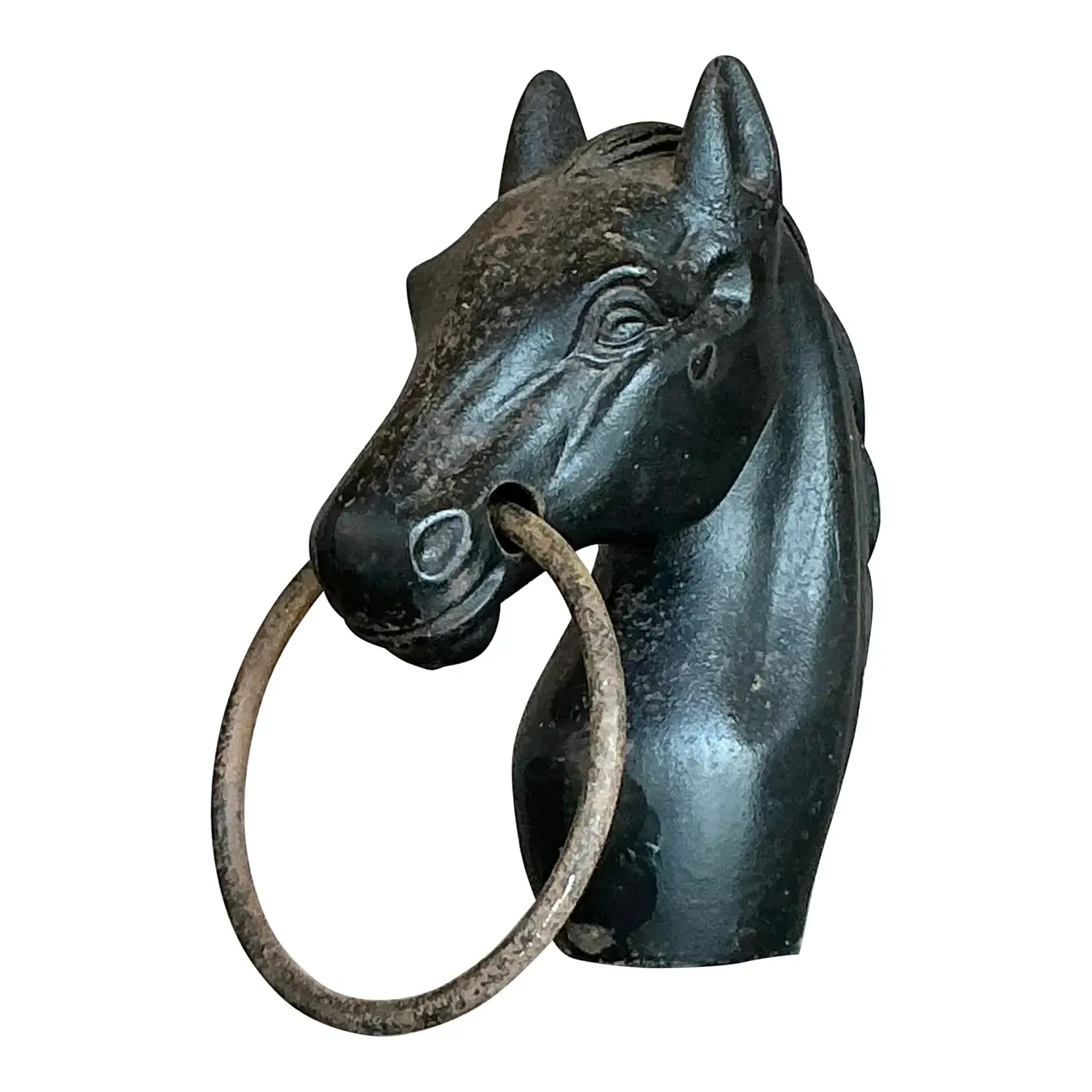 Early 20th Century Vintage Boho Wrought Iron Hitching Post Head — additional photo 1