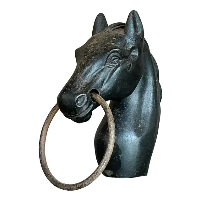 Early 20th Century Vintage Boho Wrought Iron Hitching Post Head — additional photo 1