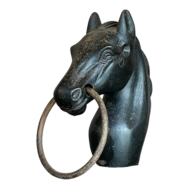 Early 20th Century Vintage Boho Wrought Iron Hitching Post Head — additional photo 3