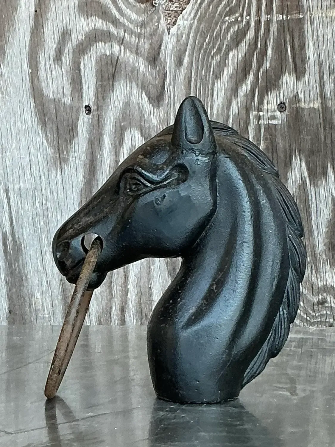 Early 20th Century Vintage Boho Wrought Iron Hitching Post Head — additional photo 4