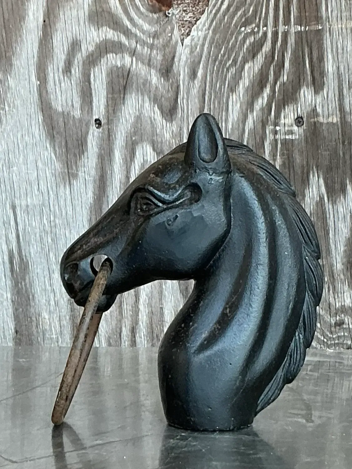 Early 20th Century Vintage Boho Wrought Iron Hitching Post Head — additional photo 7