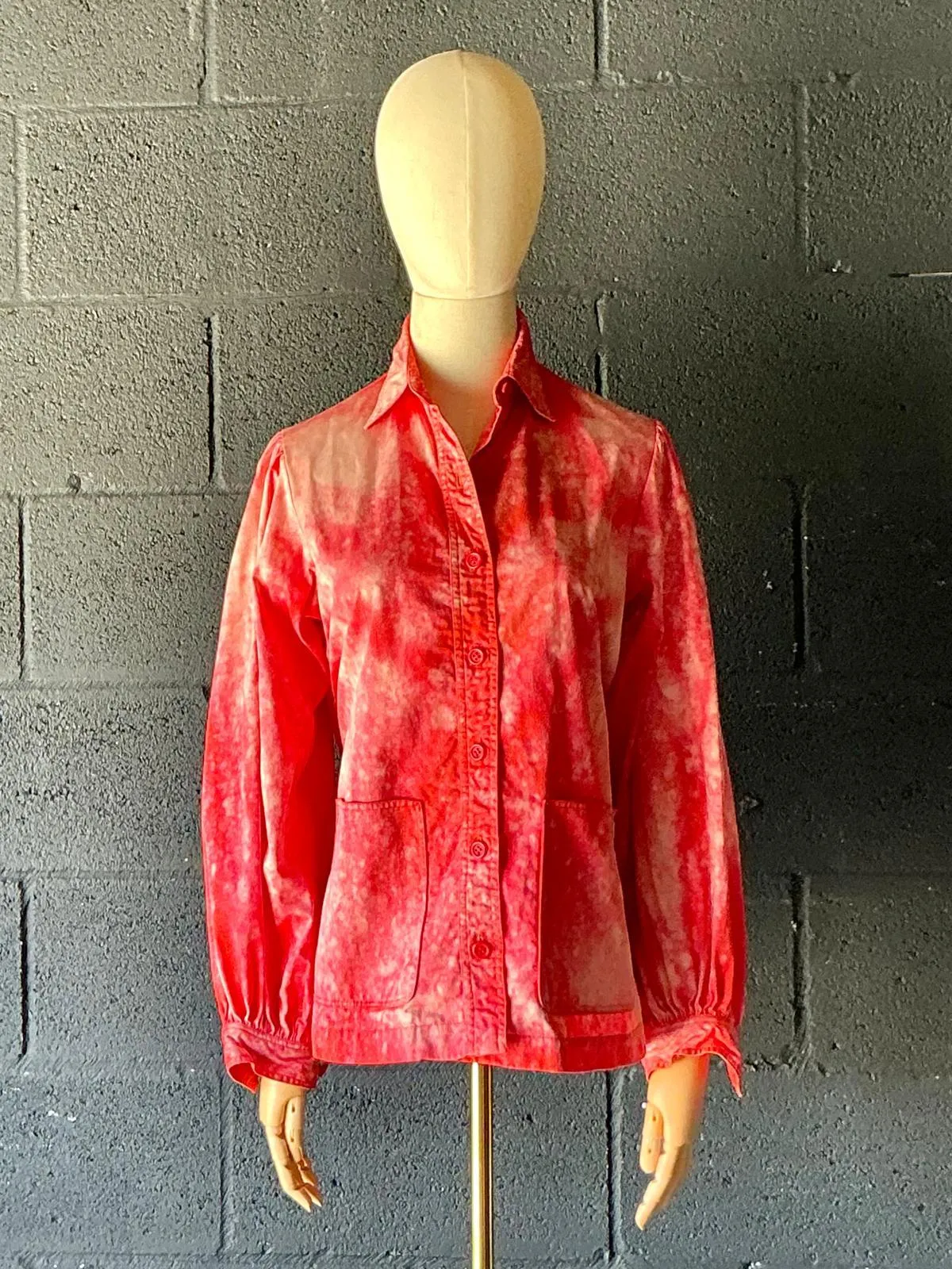 Vintage Red Tie-Dyed Saint Laurent Button Down Shirt