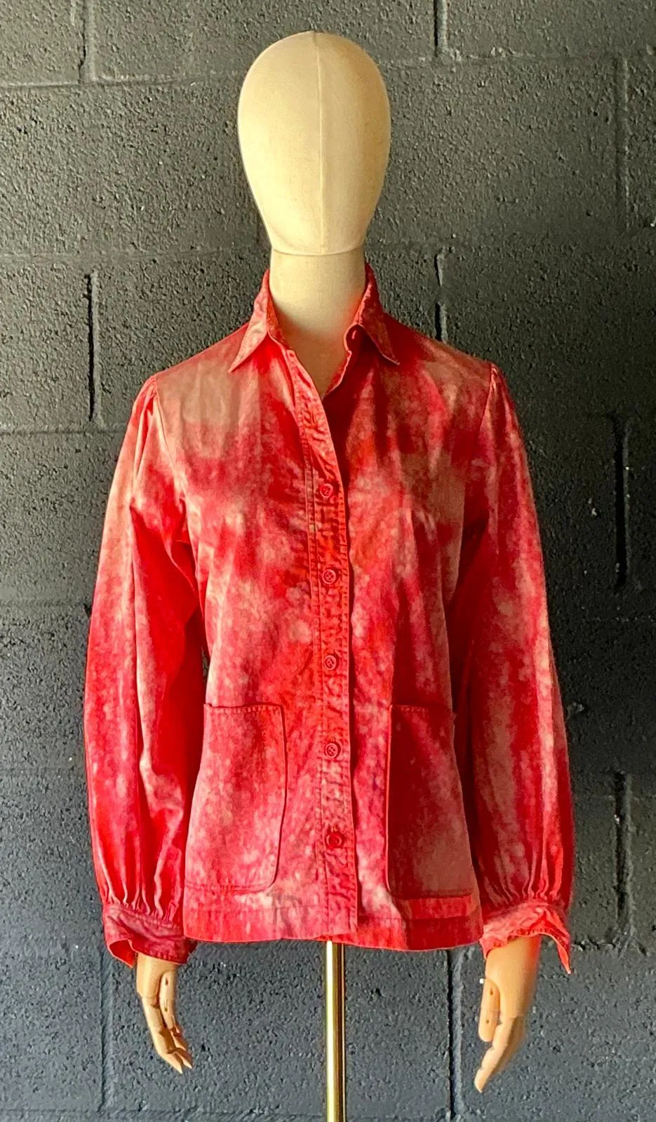 Vintage Red Tie-Dyed Saint Laurent Button Down Shirt — additional photo 4