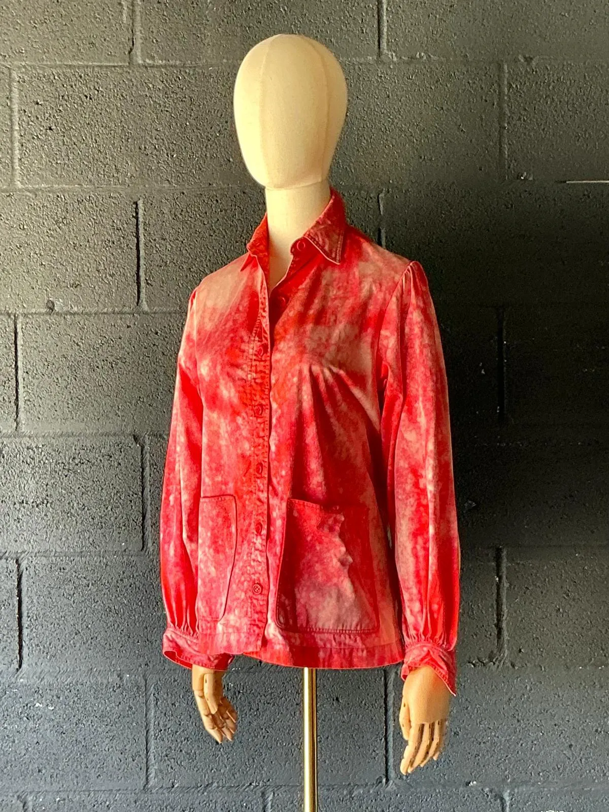 Vintage Red Tie-Dyed Saint Laurent Button Down Shirt — additional photo 5