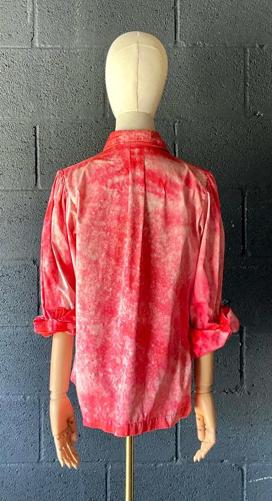 Vintage Red Tie-Dyed Saint Laurent Button Down Shirt — additional photo 6