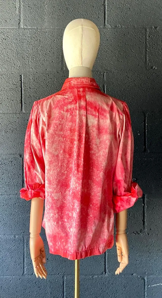 Vintage Red Tie-Dyed Saint Laurent Button Down Shirt — additional photo 6