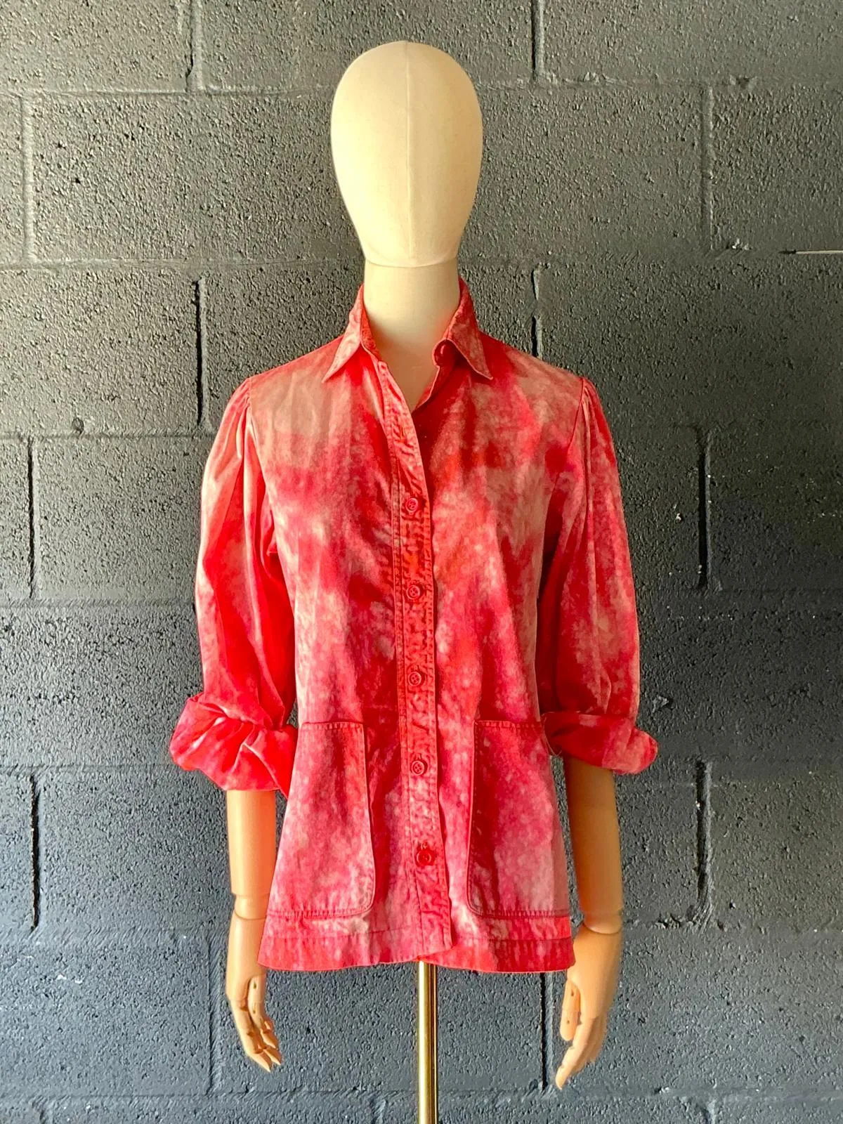 Vintage Red Tie-Dyed Saint Laurent Button Down Shirt — additional photo 7