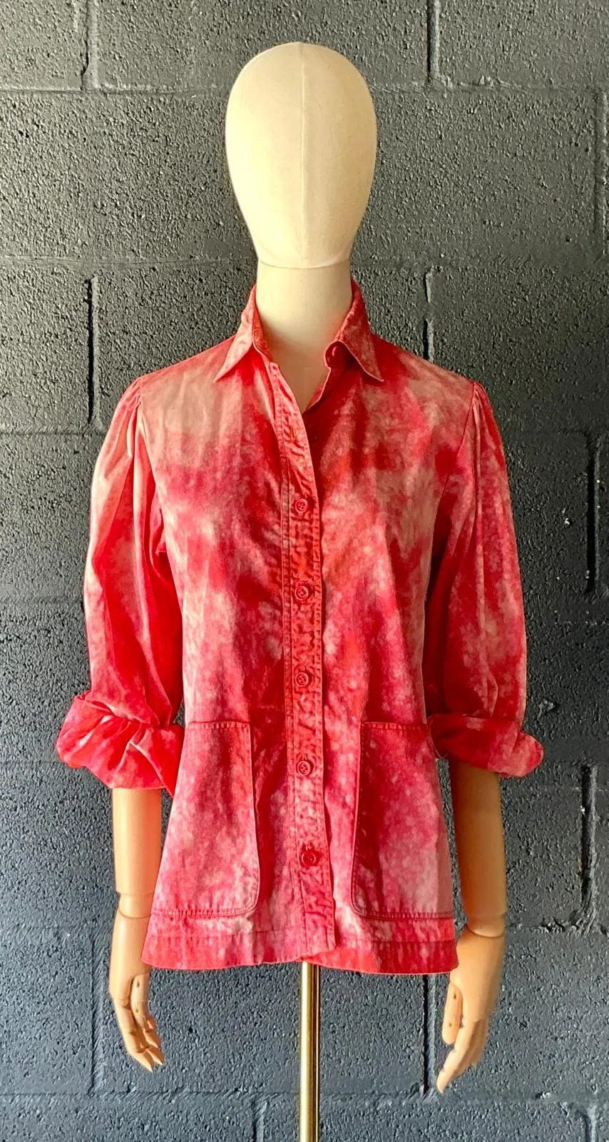 Vintage Red Tie-Dyed Saint Laurent Button Down Shirt — additional photo 8