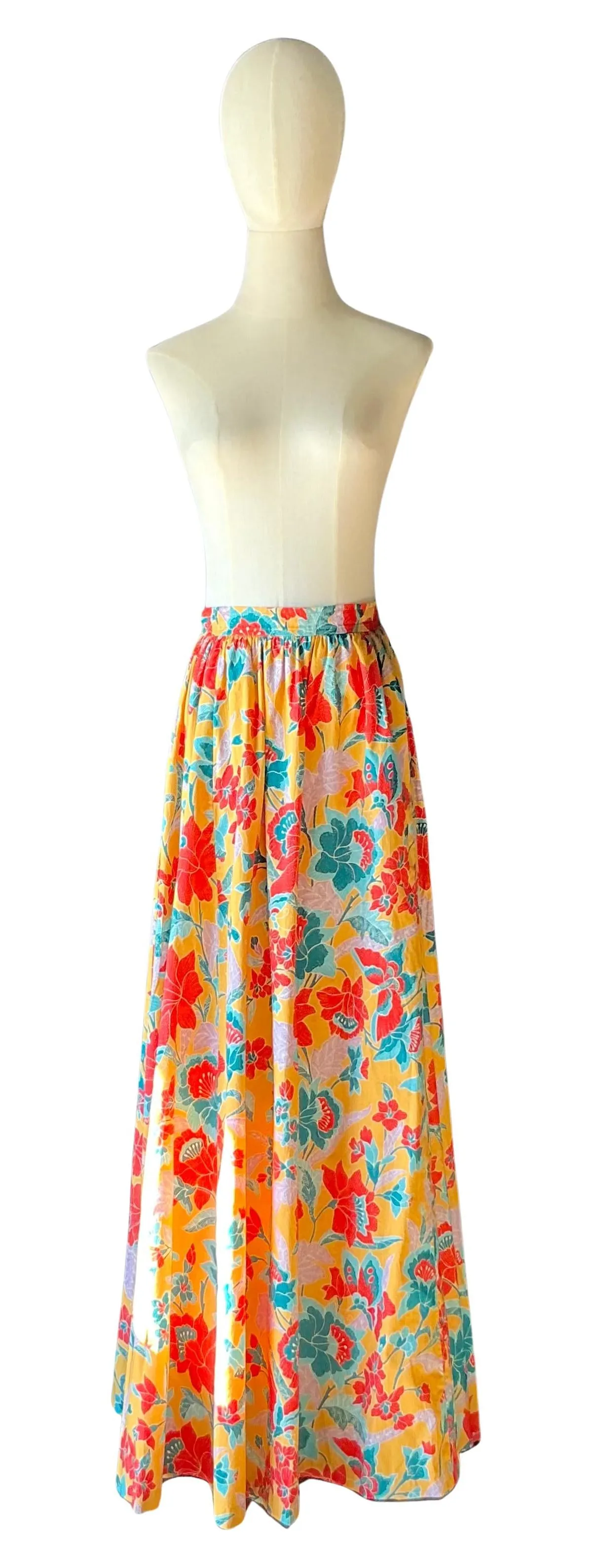 Vintage Yves Saint Laurent Colorful Floral Maxi Skirt