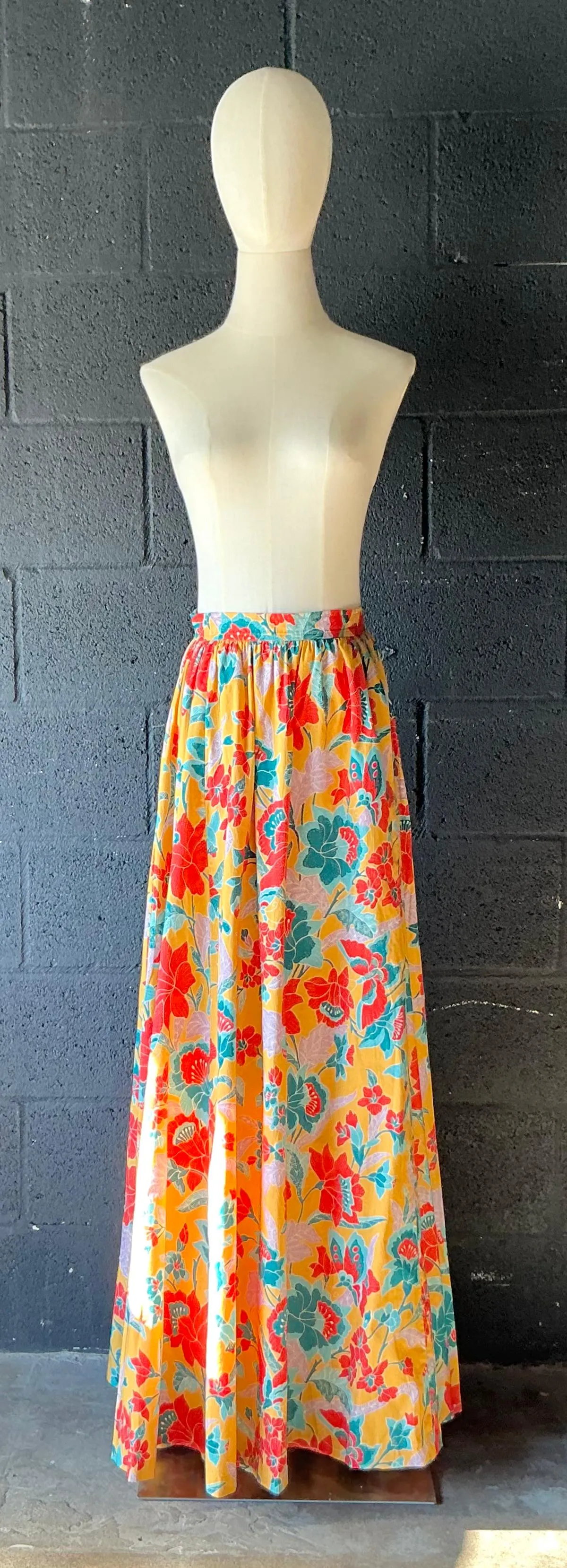Vintage Yves Saint Laurent Colorful Floral Maxi Skirt — additional photo 1