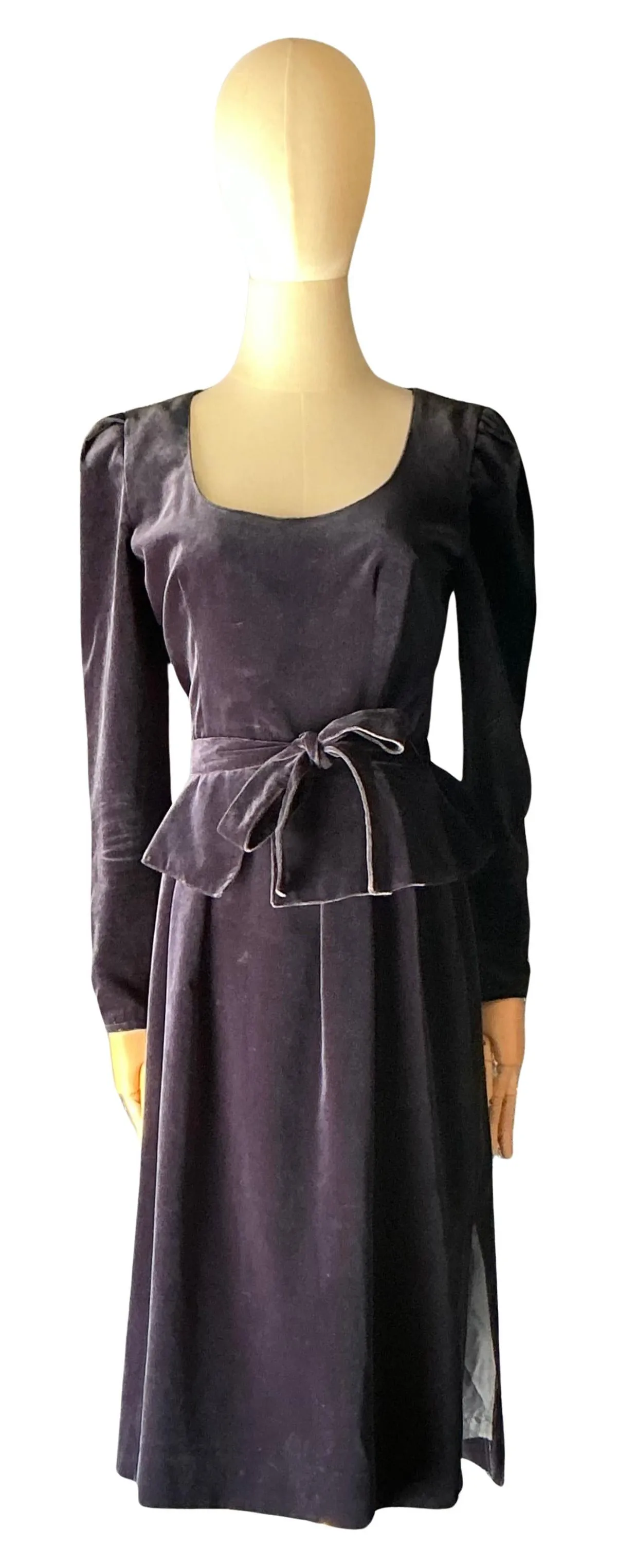 Vintage Guy Laroche Navy Blue Velvet Dress