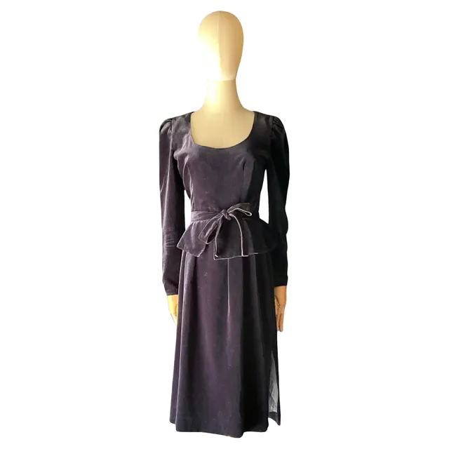 Vintage Guy Laroche Navy Blue Velvet Dress — additional photo 1