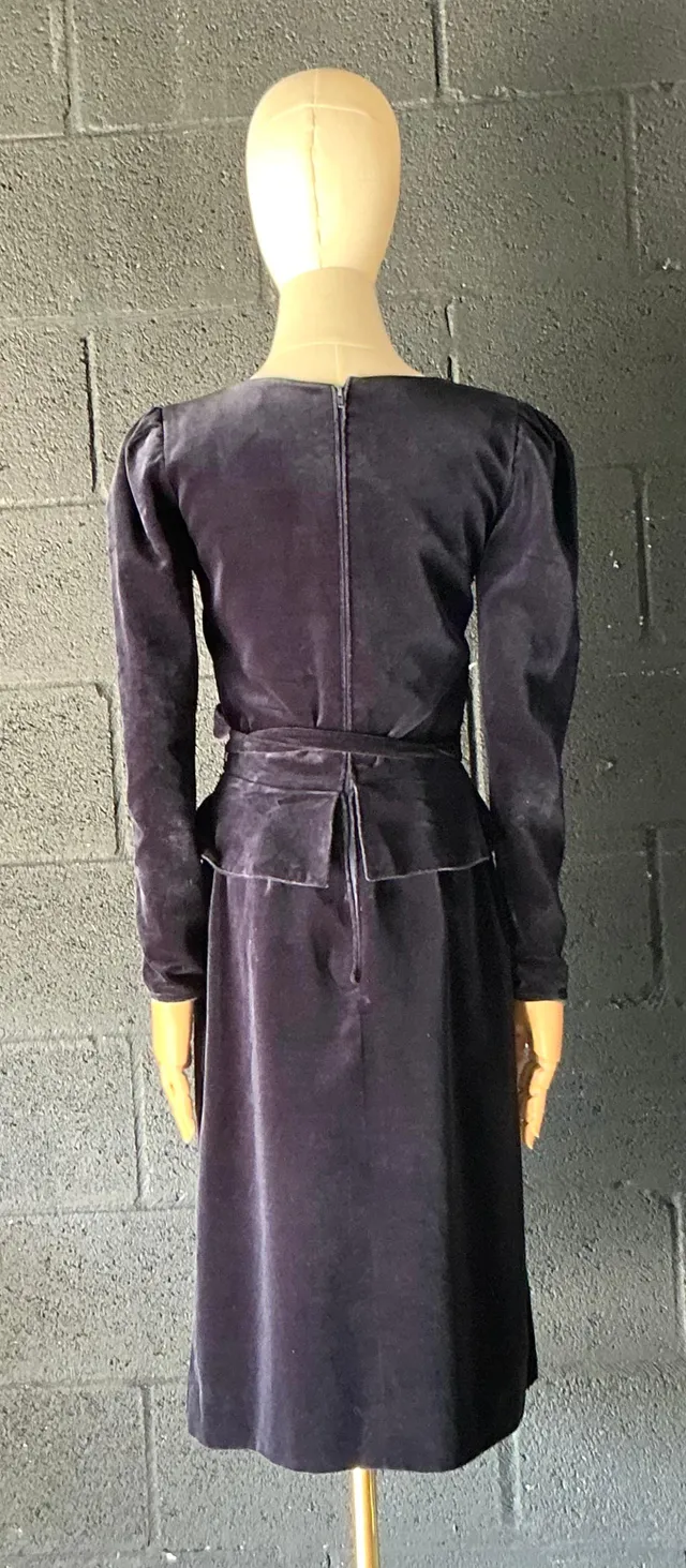 Vintage Guy Laroche Navy Blue Velvet Dress — additional photo 7