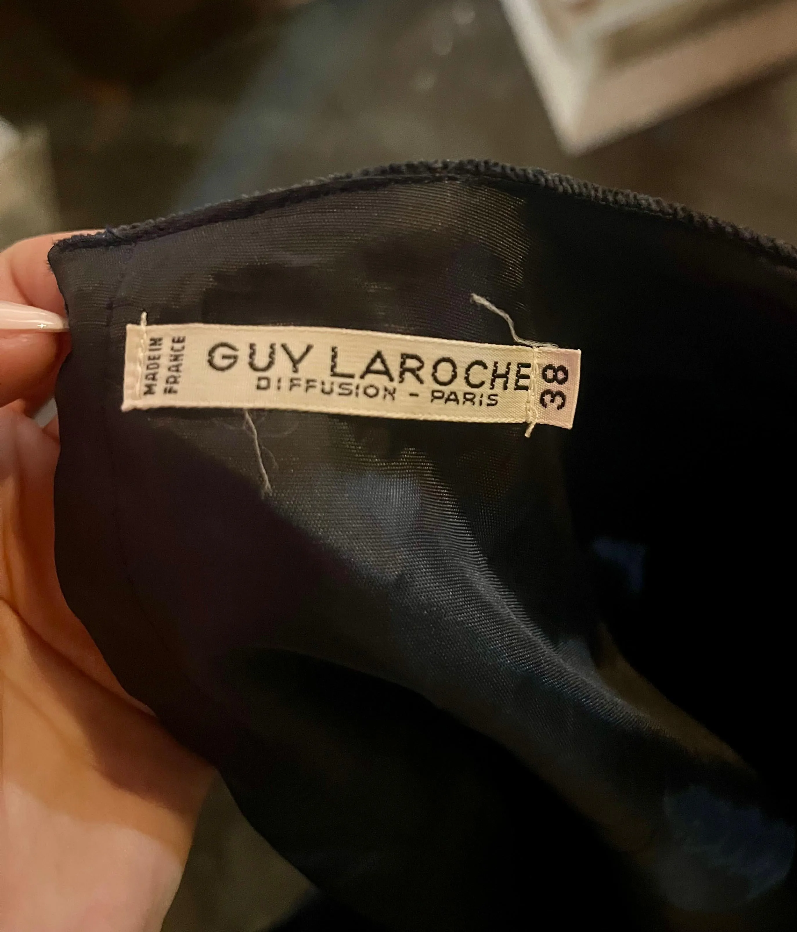 Vintage Guy Laroche Navy Blue Velvet Dress — additional photo 8