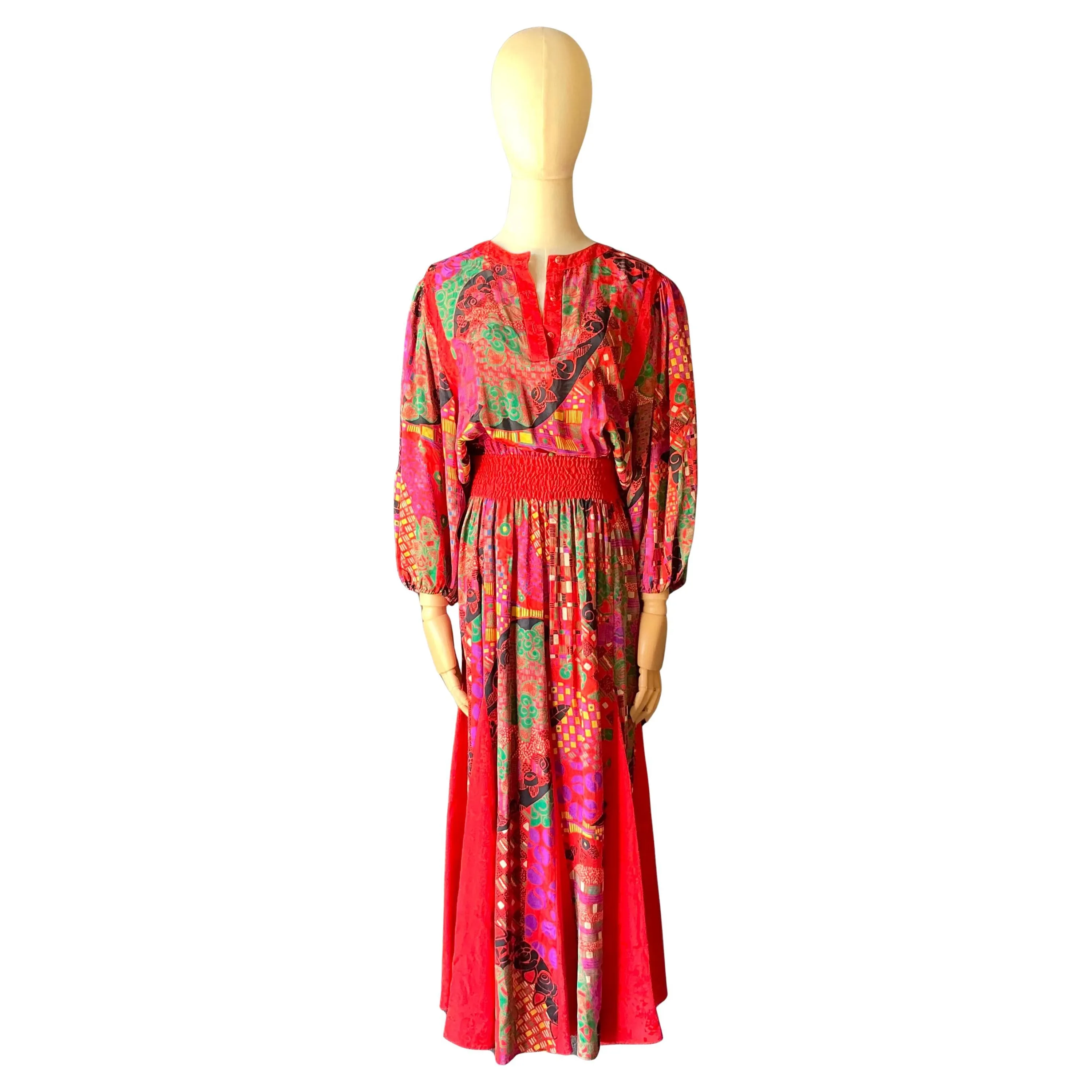 Vintage Diane Freis Silk Patterned Dress — additional photo 1