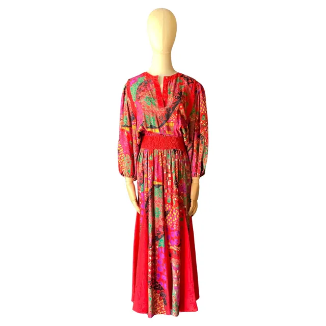 Vintage Diane Freis Silk Patterned Dress — additional photo 1