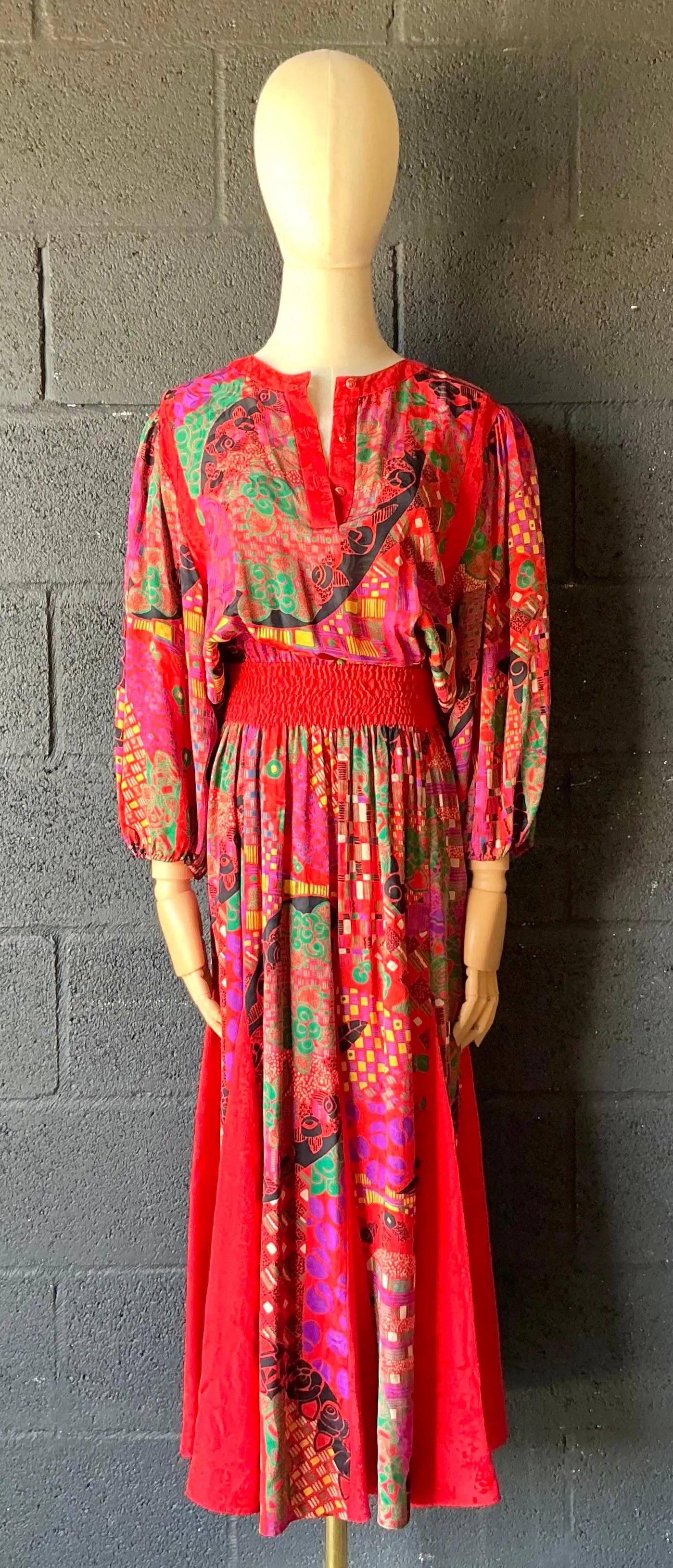 Vintage Diane Freis Silk Patterned Dress — additional photo 2