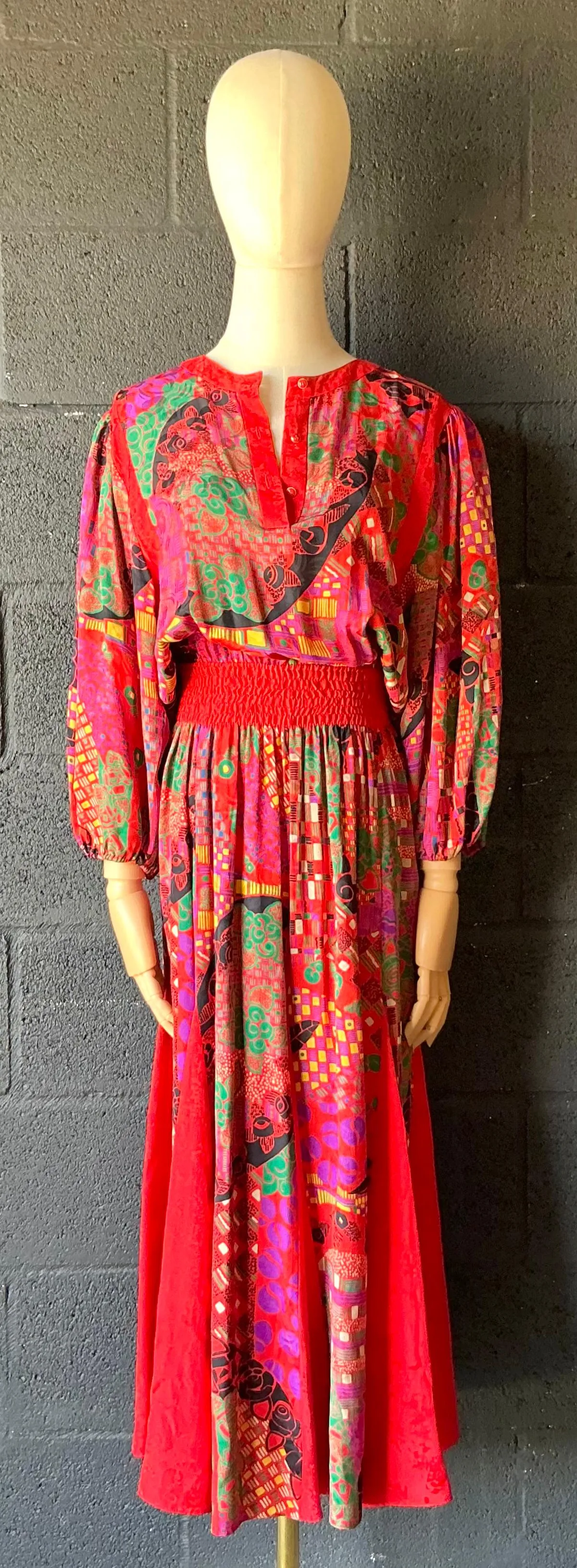 Vintage Diane Freis Silk Patterned Dress — additional photo 1