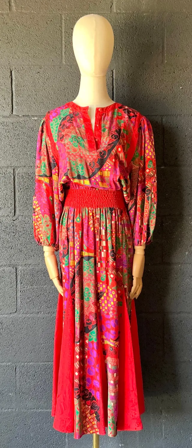 Vintage Diane Freis Silk Patterned Dress — additional photo 2