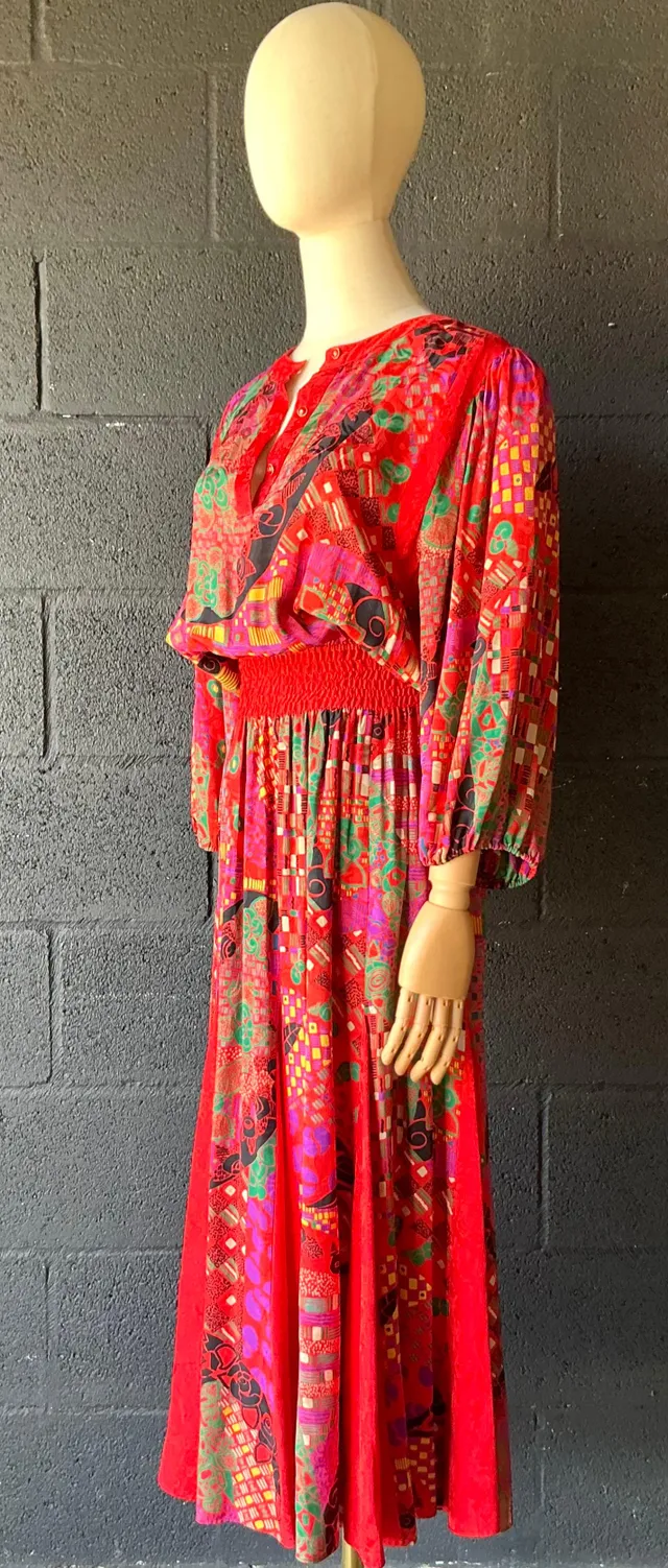 Vintage Diane Freis Silk Patterned Dress — additional photo 3