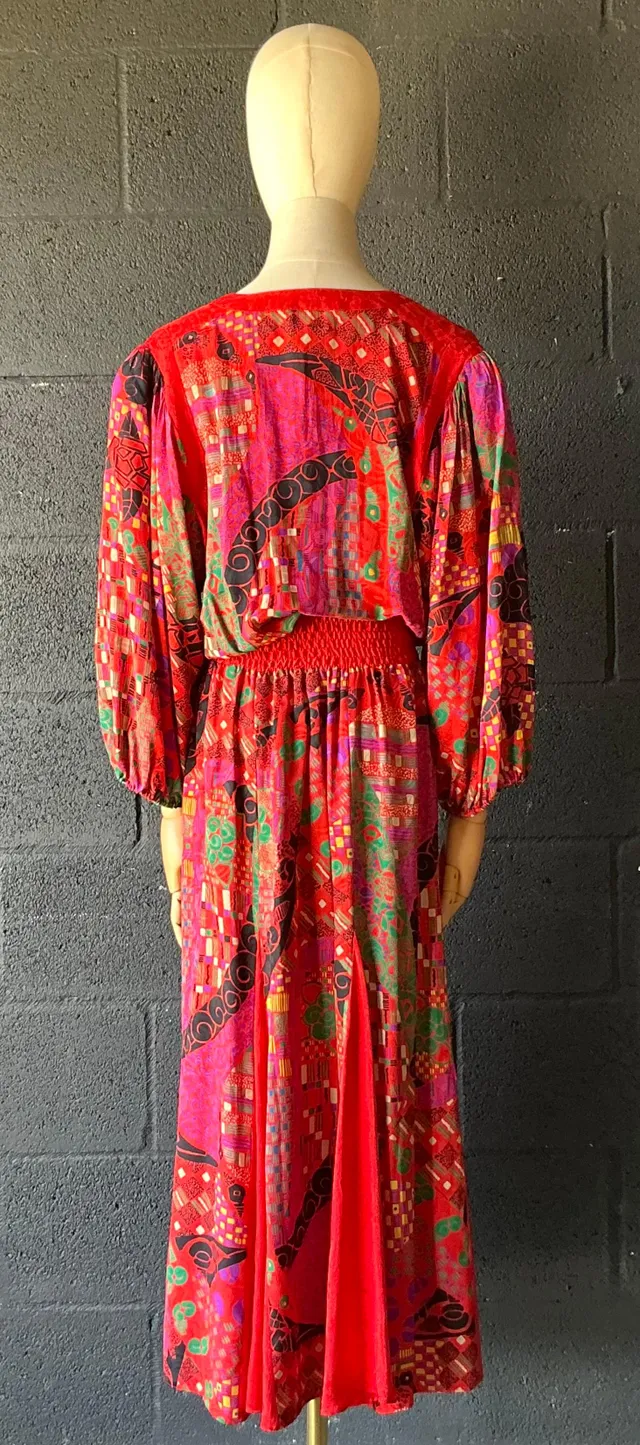 Vintage Diane Freis Silk Patterned Dress — additional photo 6